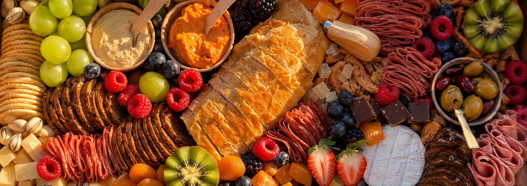 A spread of food on a table