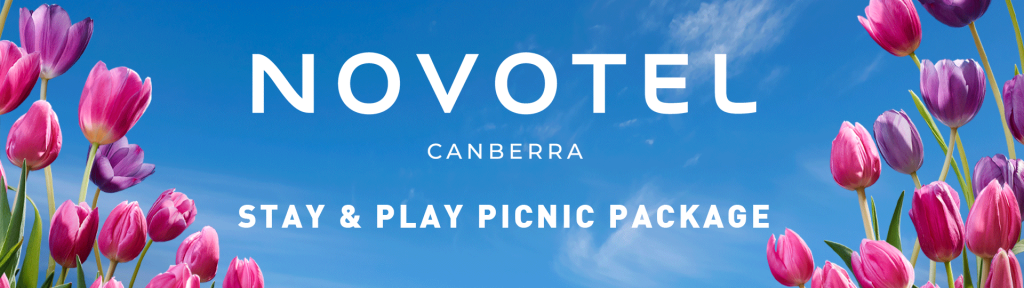 Novotel Canberra Stay & Plan Picnic Package: Banner images with Floriade tulips