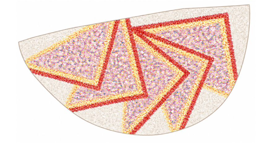 Illustrated garden bed design featuring f soft, white sliced bread spread with butter or margarine and completely coated in colourful "hundreds and thousands".