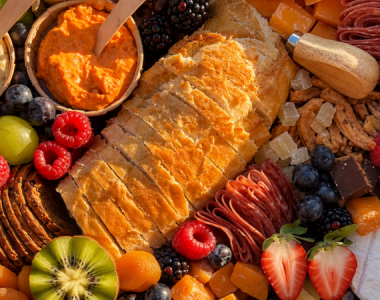 A spread of food on a table