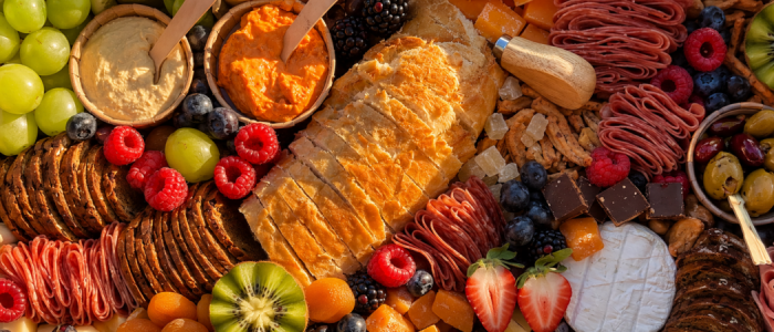A spread of food on a table